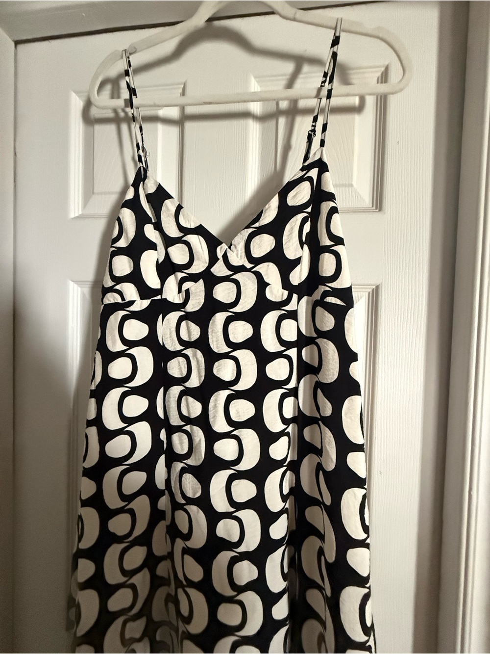 Sincerely Jules Black and White Geometric Spaghetti Strap Dress